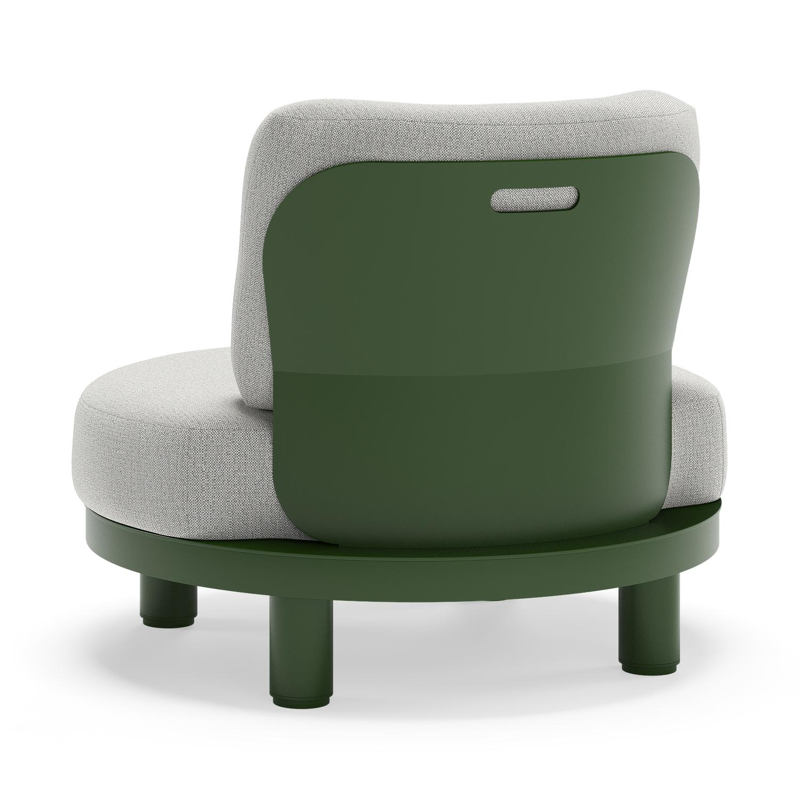 Donato loungestoel in groen aluminium met all weather sunbrella® luxe Savane Nimbus kussen