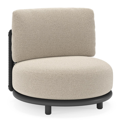 Lomano loungestoel in zwart aluminium en beige verticaal geweven luxe vlakke rope met catania sand all weather cosytica kussen