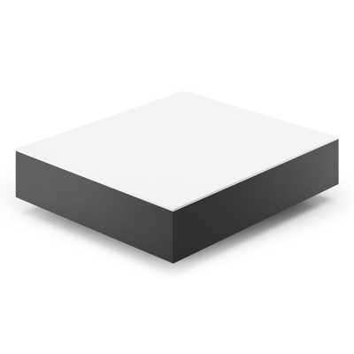 Table de basse Como rectangulaire en aluminium noir et céramique pleine Arctic White - Lg. 70 x Lrg. 80 x Haut. 20 cm