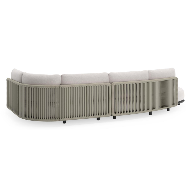 Lomano loungehoek in zwart aluminium en beige verticaal geweven luxe vlakke rope met Ego Eggshell all weather solica