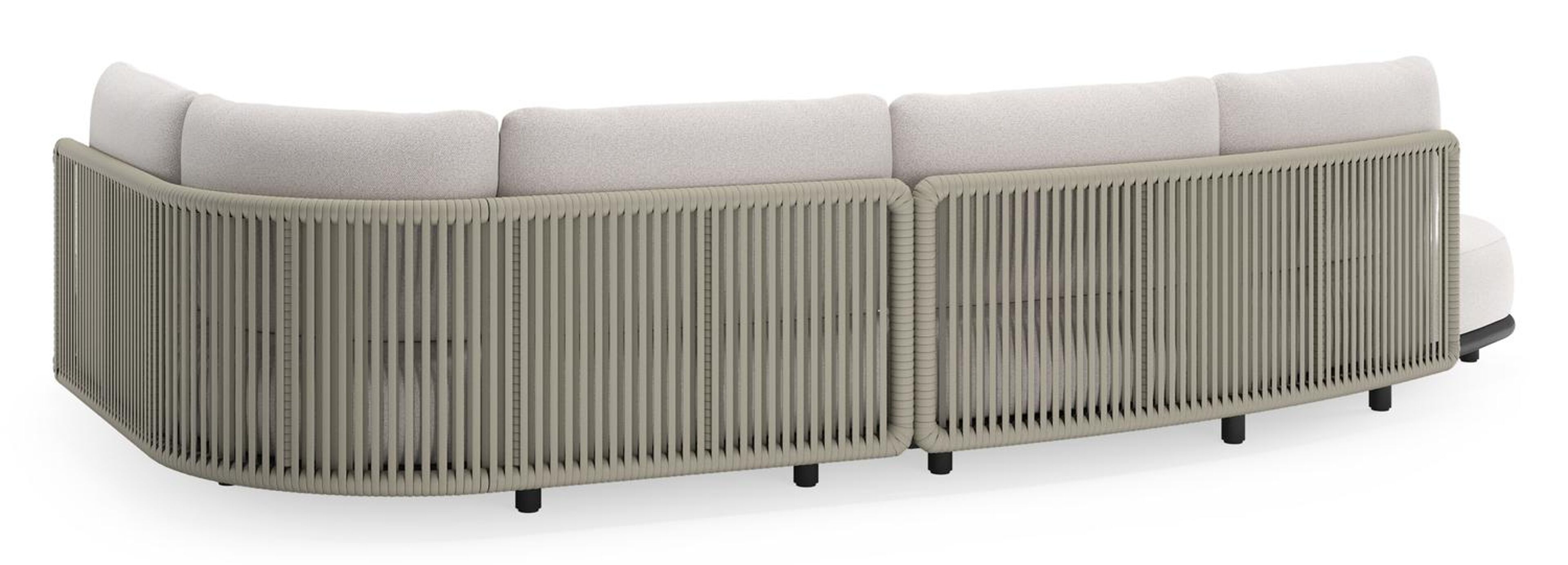 Lomano loungehoek in zwart aluminium en beige verticaal geweven luxe vlakke rope met Ego Eggshell all weather solica