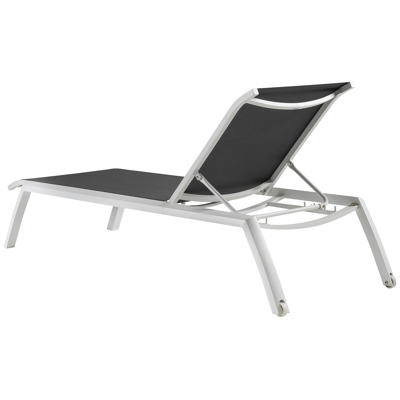 Bari verstelbaar ligbed in wit aluminium met grijs textilene met armleuning