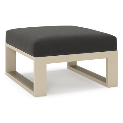 Pouf Verato en aluminium beige et coussin en all weather sunbrella® luxe natte sooty