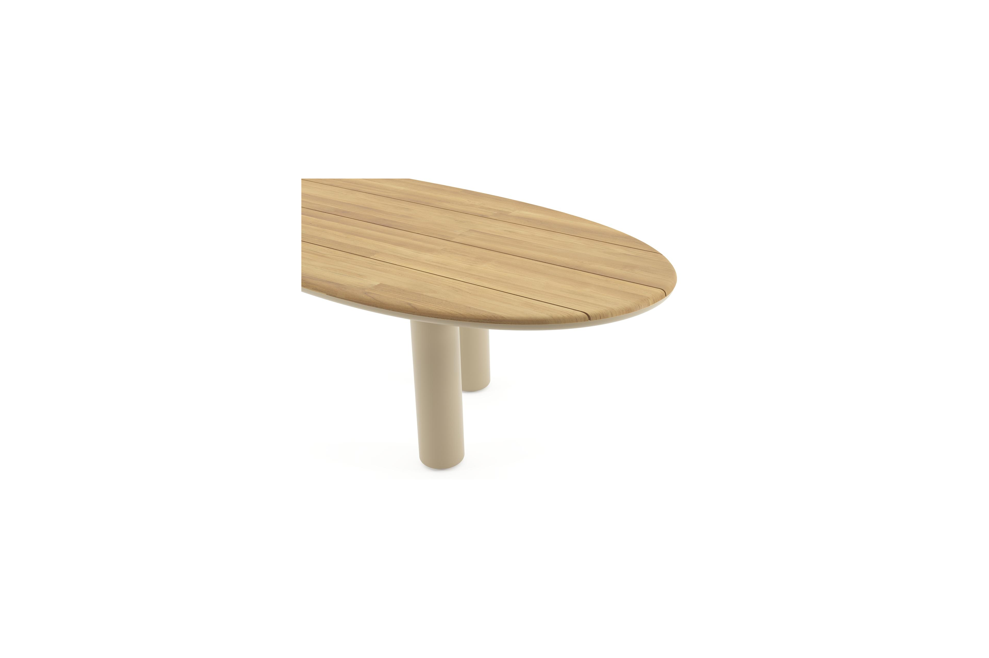 Table de jardin Amico organique en aluminium beige et teck- Lg. 320 x Lrg. 120 x Haut. 73.5 cm