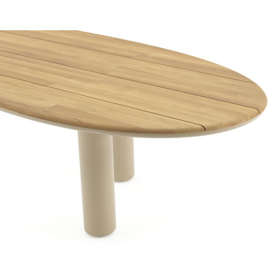 Amico tuintafel organisch in beige aluminium en teak - L 320 x B 120 x H 73.5 cm
