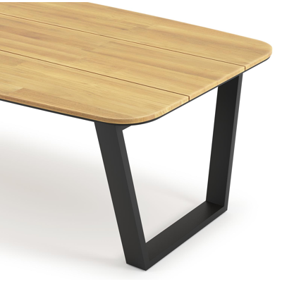 Pagino tuintafel in zwart aluminium en teak - L 255 x B 115 x H 75 cm