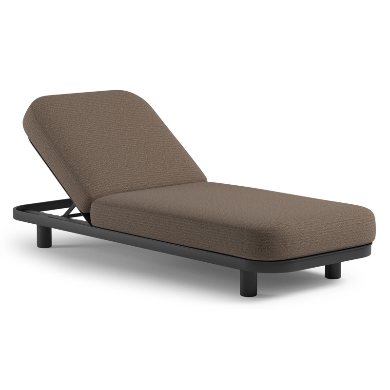 Chaise longue réglable Donato en aluminium noir et coussin en all weather Solica firenze bamboe