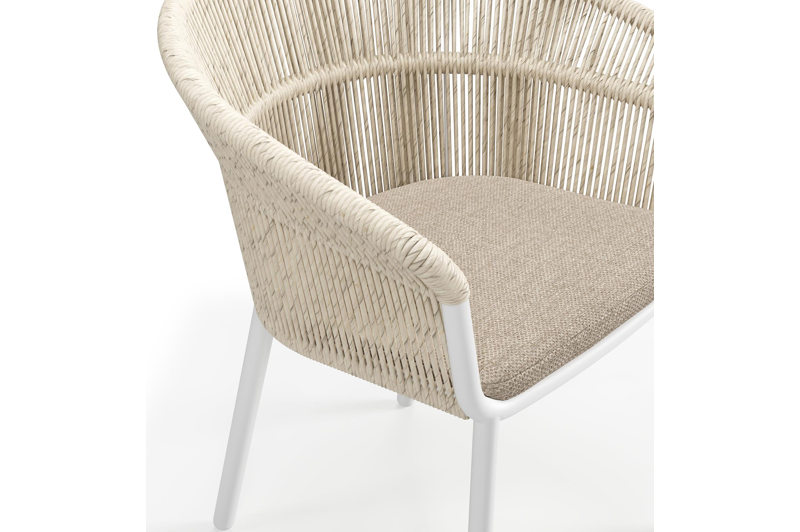 Pamplona ovale tuinset in wit aluminium en sintered stone crema minerale met 6 Matera tuinstoelen