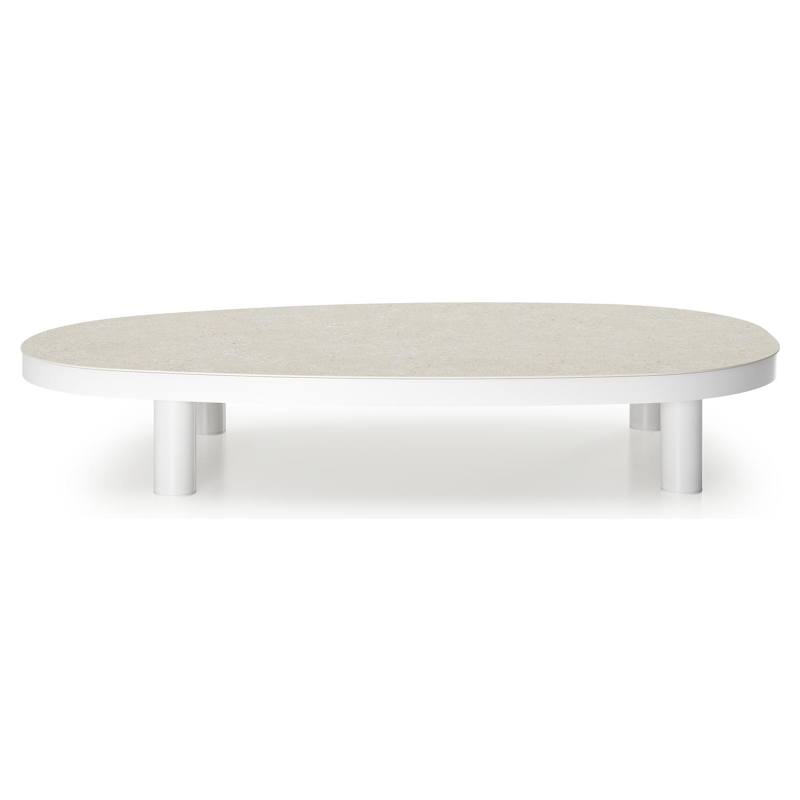 Donato loungetafel in wit aluminium en shilin volkeramiek - L 151 x B 90 x H 25 cm