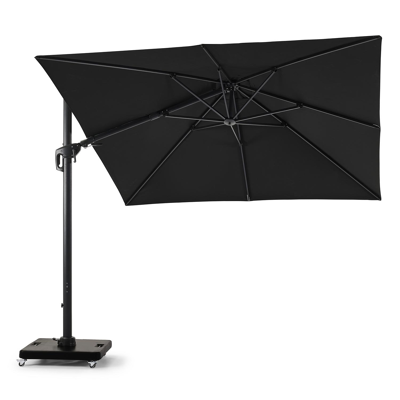 Copica zweefparasol met tiltfunctie in zwart aluminium met zwart polyester parasoldoek - L1 300 x L2 300 cm (met voet)
