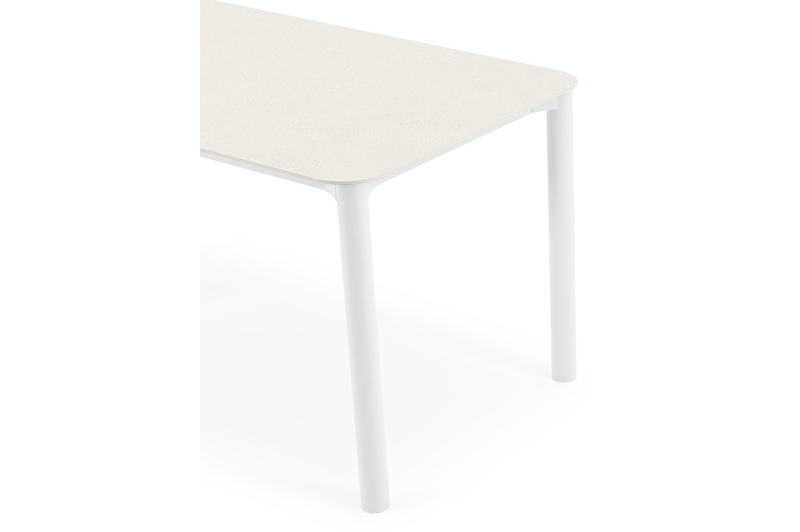 Orso tuintafel rechthoekig afgerond in wit aluminium en volkeramiek beige - L 140 x B 80 x H 75 cm
