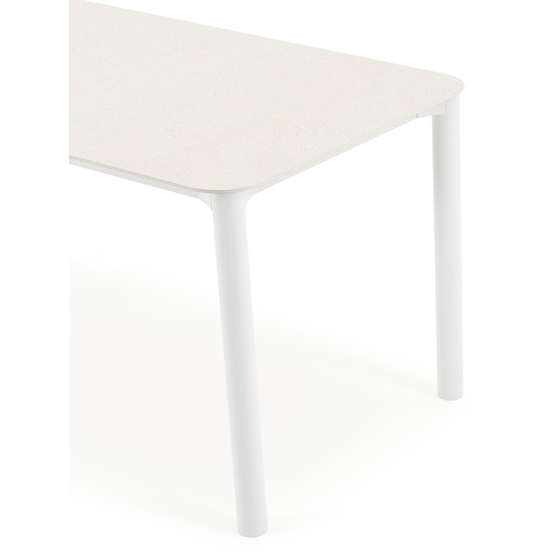 Orso tuintafel rechthoekig afgerond in wit aluminium en volkeramiek beige - L 140 x B 80 x H 75 cm