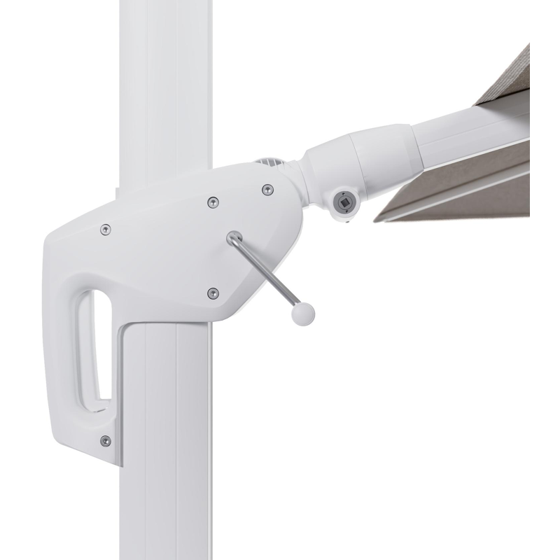 Minore zweefparasol tiltfunctie in wit aluminium en parasoldoek in All Weather Sunbrella® Luxe Slow Farafra  - L1 350 x L2: 350 cm (zonder voet) (zonder voet)