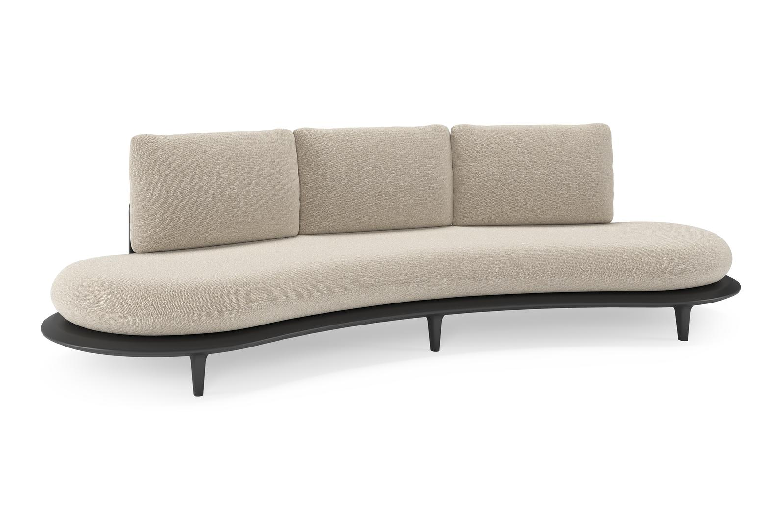 Bomero loungebank in zwart aluminium met marbella ecru all weather cosytica kussen