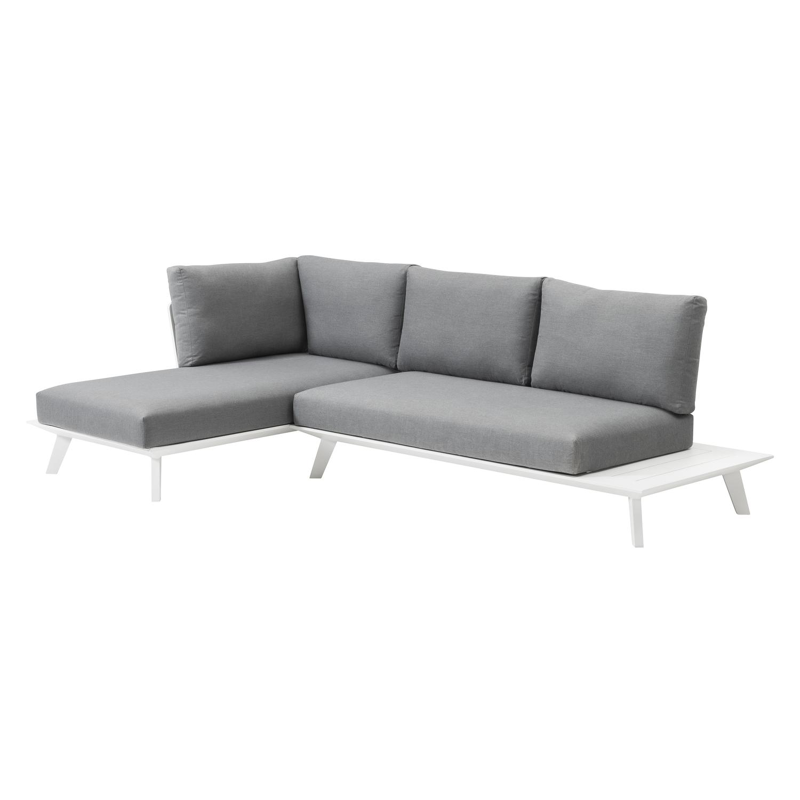 Puglia loungehoek in wit aluminium met grijs weather+ softtouch kussens