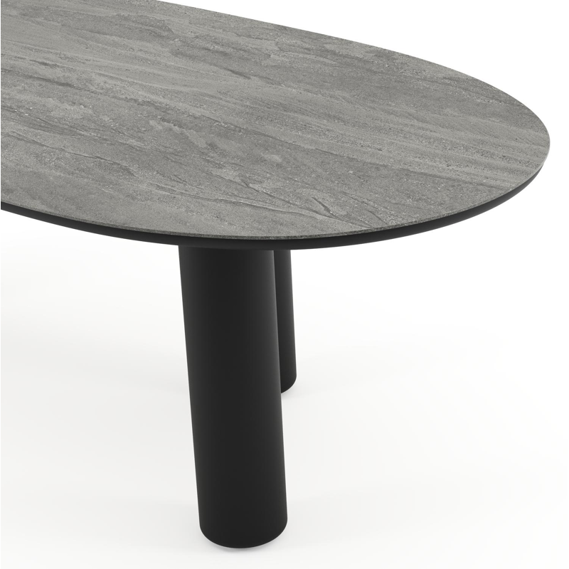 Amico tuintafel organisch in zwart aluminium en volkeramiek Aspen Grey - L 240 x B 110 x H 73.5 cm