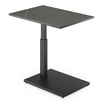 Cirello Pop up bijzettafel in zwart aluminium en calatorao volkeramiek - L 70 x B 50 x H 66 cm