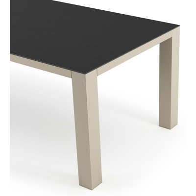 Nano tuintafel rechthoekig in beige aluminium en volkeramiek Nero Black - L 240 x B 100 x H 75 cm