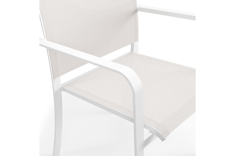 Calobra tuinstoel in wit aluminium en beige single textilene