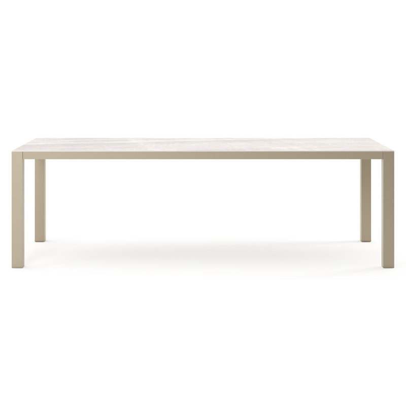 Como tuintafel rechthoekig in beige aluminium en volkeramiek Taj Mahal - L 240 x B 100 x H 73 cm
