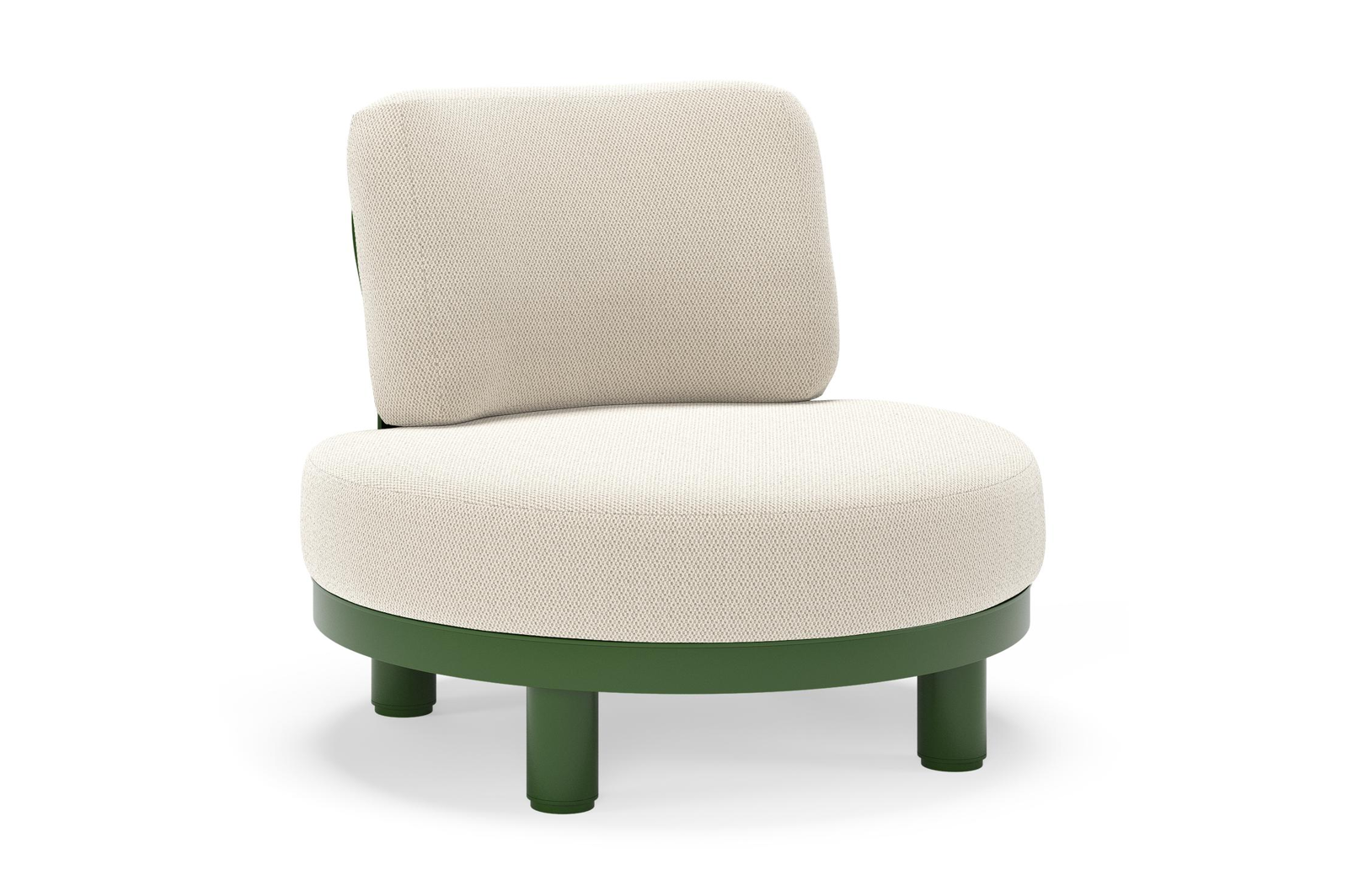 Donato loungestoel in groen aluminium met all weather sunbrella® luxe Lopi Marble kussen