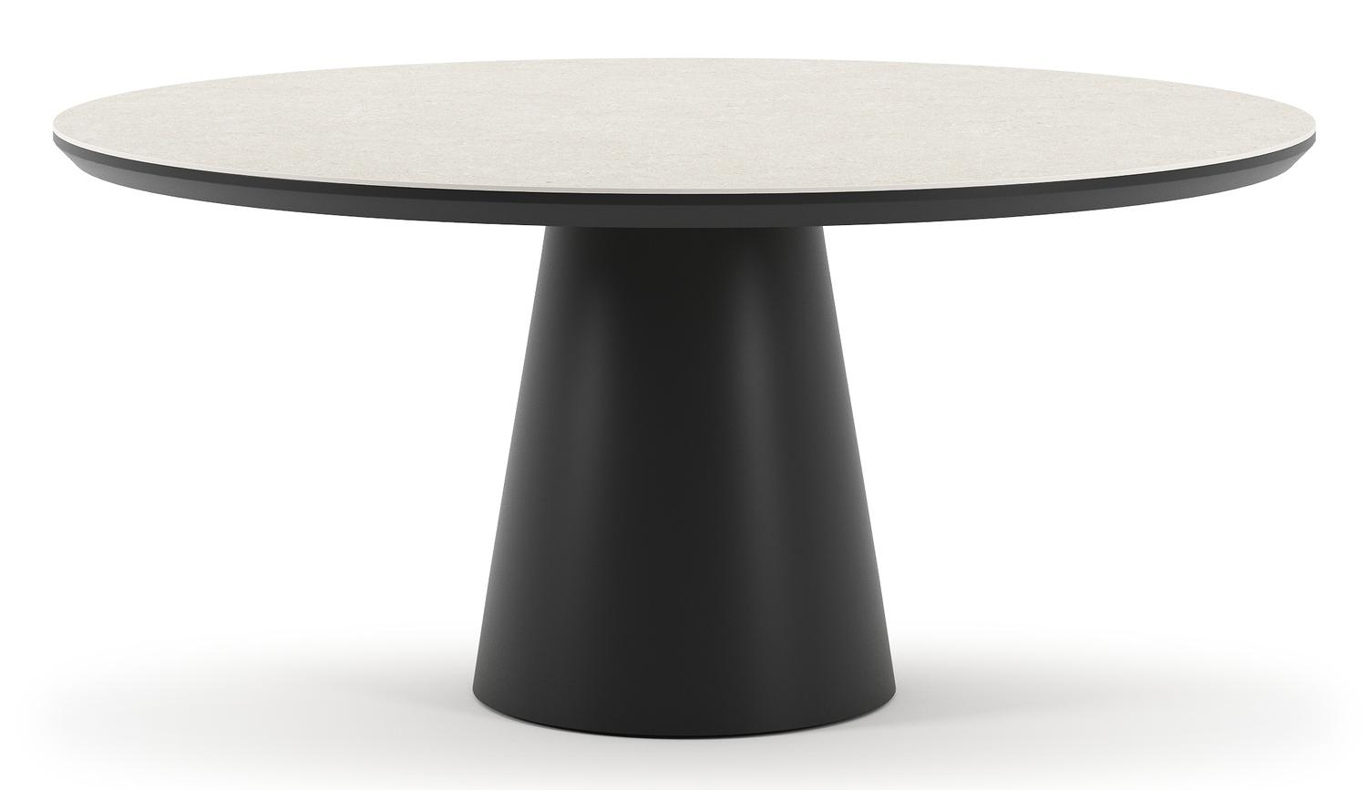 Donato tuintafel in zwart aluminium en volkeramiek shilin - Dia. 148 x H 76 cm