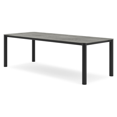Orso tuintafel rechthoekig afgerond in zwart aluminium en volkeramiek aspen grey - L 240 x B 100 x H 73.5 cm