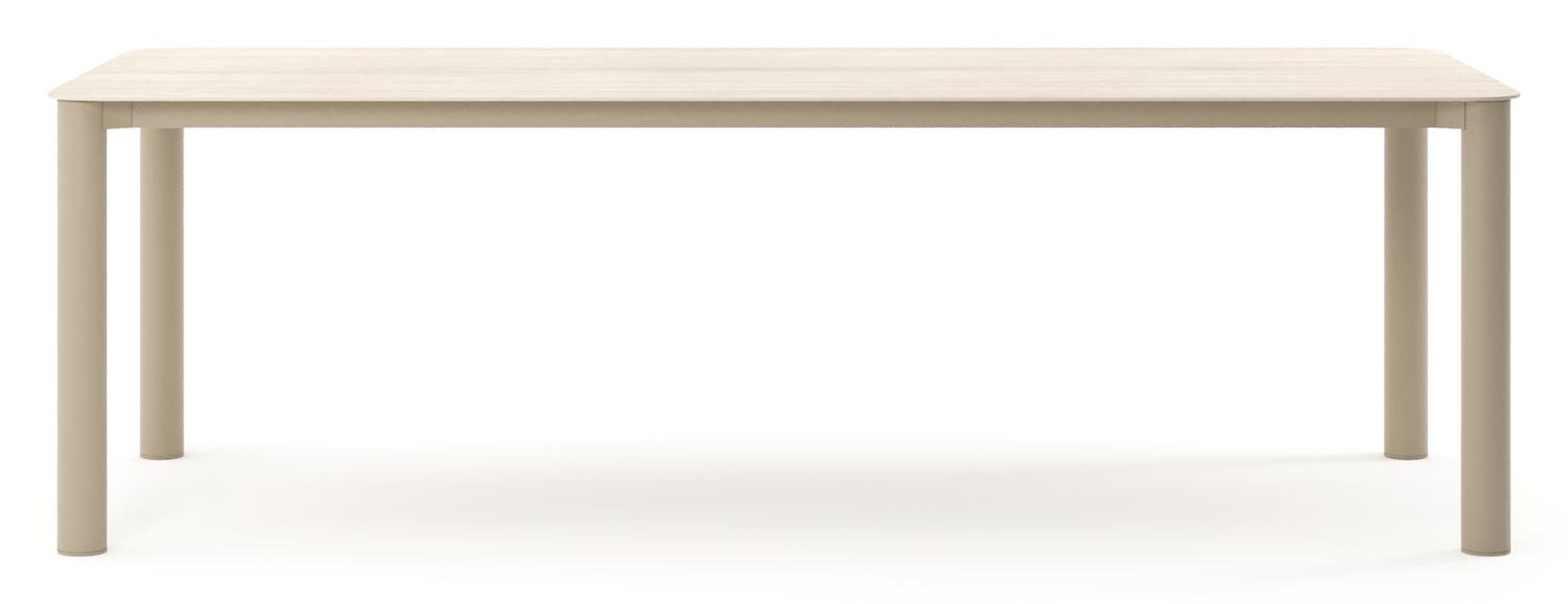 Orso tuintafel rechthoekig afgerond in beige aluminium en volkeramiek Travertino Bianco - L 240 x B 100 x H 74.5 cm