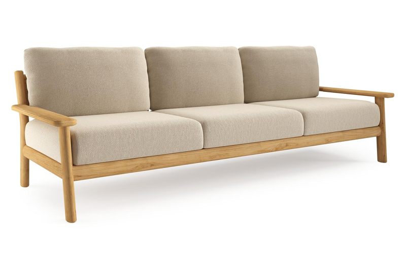 Amaro loungebank in teak met althea chalk all weather cosytica kussen