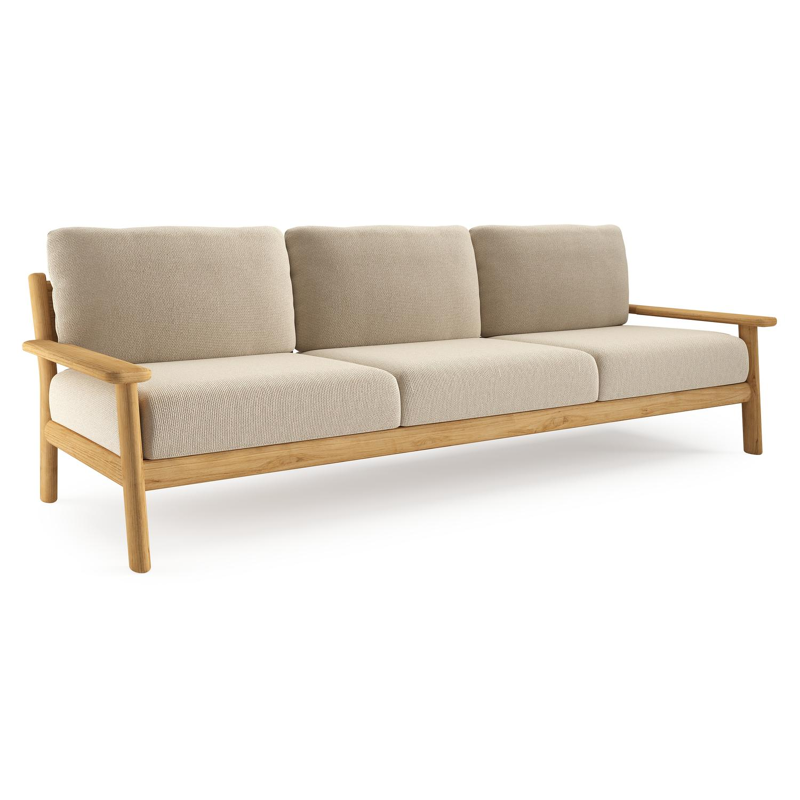 Amaro loungebank in teak met althea chalk all weather cosytica kussen