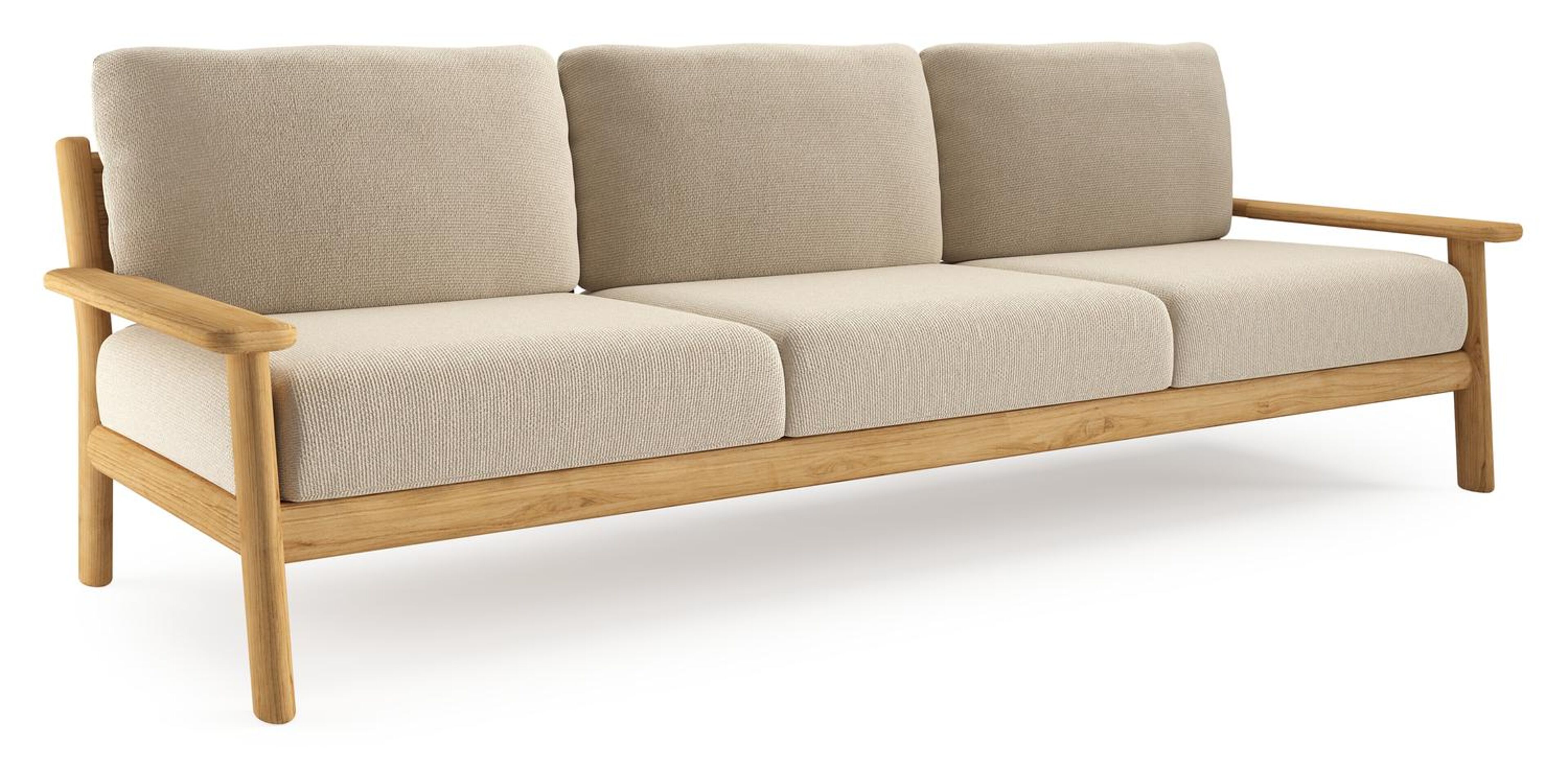 Amaro loungebank in teak met althea chalk all weather cosytica kussen