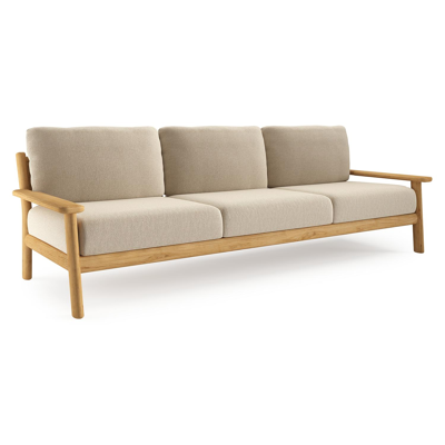 Amaro loungebank in teak met althea chalk all weather cosytica kussen