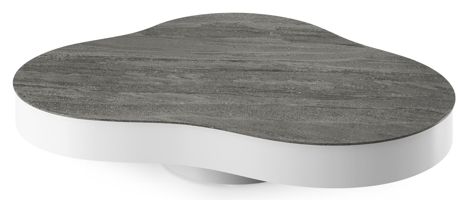 Table de basse Lomano cloud en aluminium blanc et céramique pleine Aspen Grey - Lg. 131 x Lrg. 108 x Haut. 25 cm