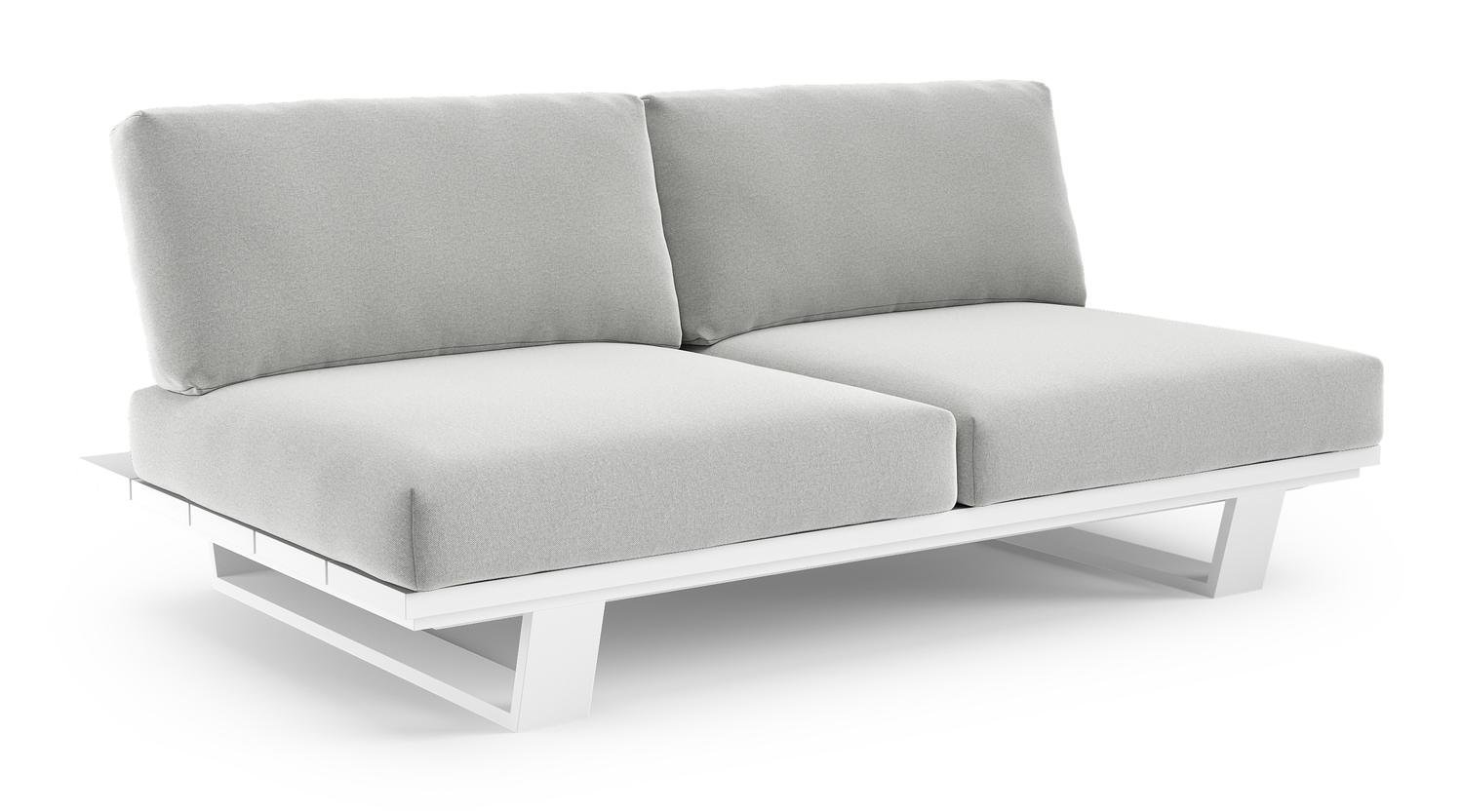 Pagino loungebank in wit aluminium met natte grey chine all weather sunbrella® luxe kussen