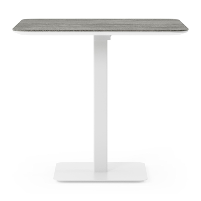 Fano kantelbare tuintafel afgerond vierkant in wit aluminium en volkeramiek Aspen Grey - L 80 x B 80 x H 72.5 cm
