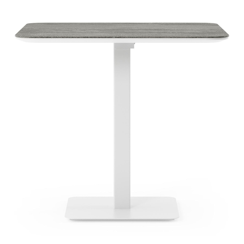 Fano kantelbare tuintafel afgerond vierkant in wit aluminium en volkeramiek Aspen Grey - L 80 x B 80 x H 72.5 cm