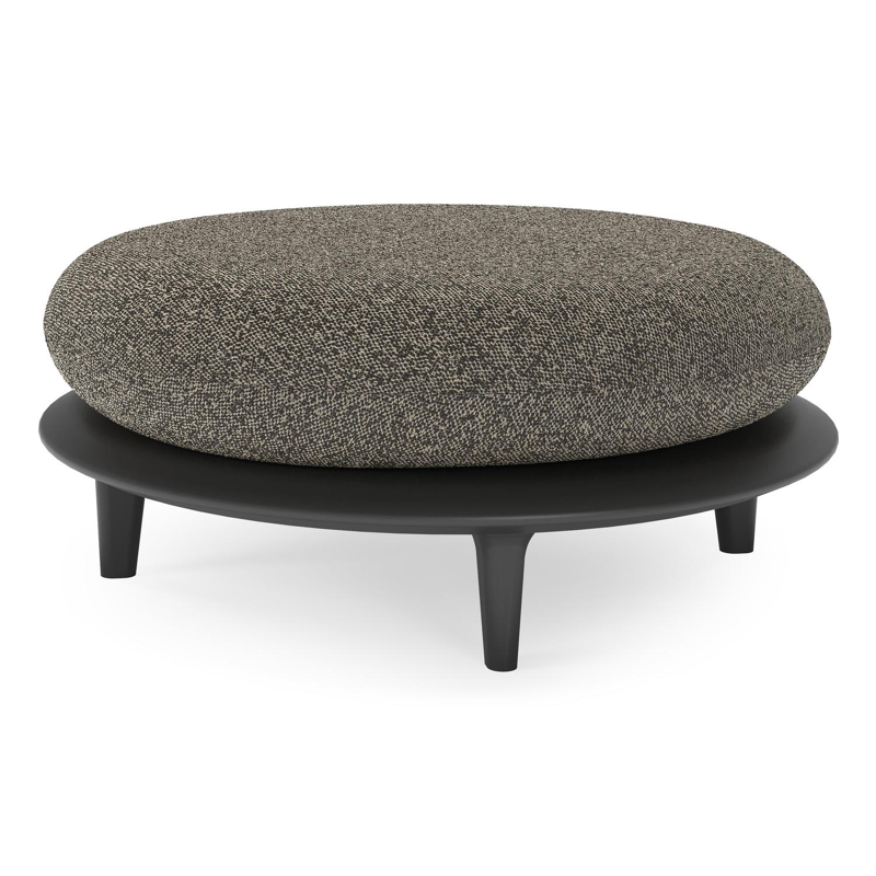 Bomero poef in zwart aluminium met marbella tunder all weather cosytica kussen