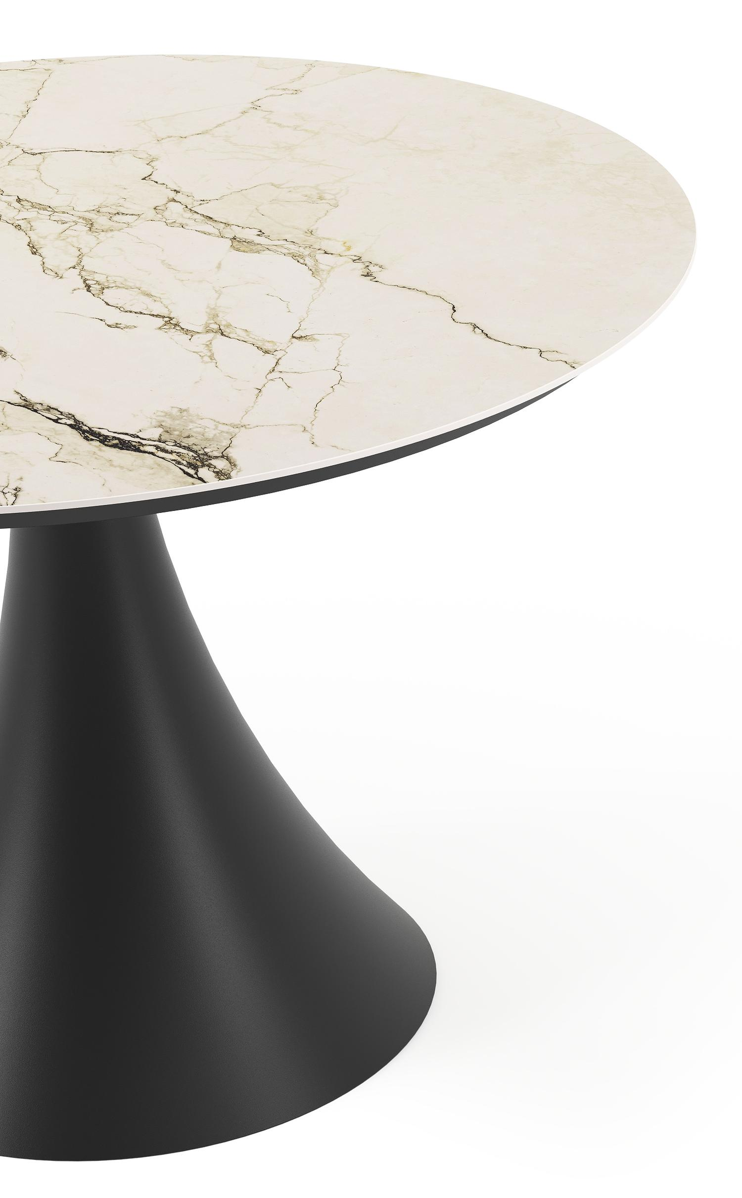 Fano tuintafel rond in zwart aluminium en volkeramiek colorado dunes - Dia. 110 x H 75 cm