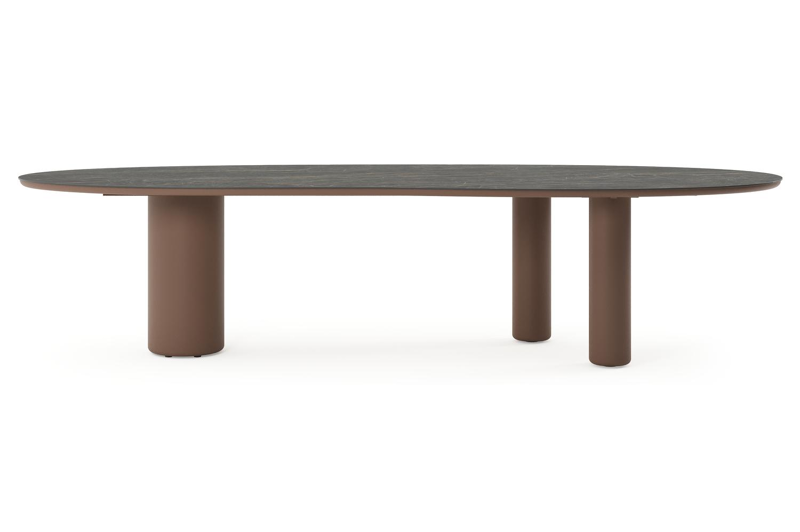 Amico tuintafel organisch in taupe aluminium en volkeramiek Black Obsession - L 320 x B 120 x H 73.5 cm