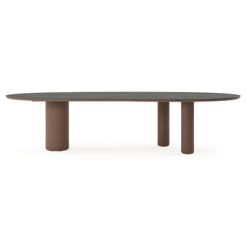 Table de jardin Amico organique en taupe aluminium et céramique pleine Black Obsession - Lg. 320 x Lrg. 120 x Haut. 73.5 cm