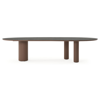 Amico tuintafel organisch in taupe aluminium en volkeramiek Black Obsession - L 320 x B 120 x H 73.5 cm