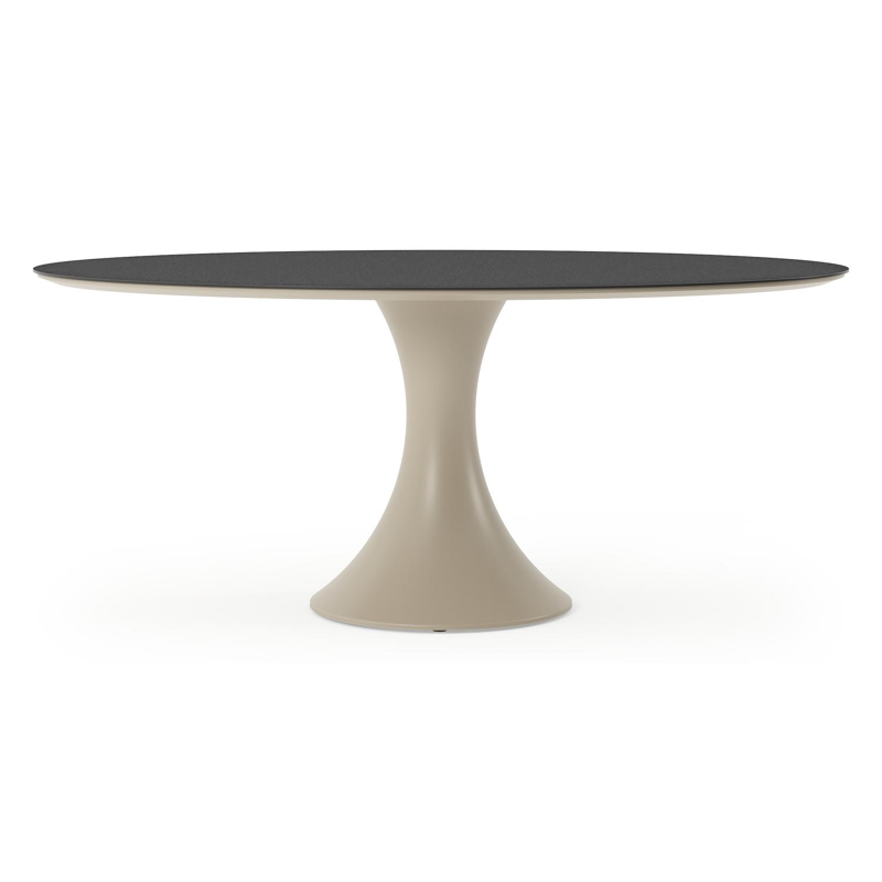 Fano tuintafel ovaal in beige aluminium en volkeramiek Nero Black - L 180 x B 110 x H 75 cm