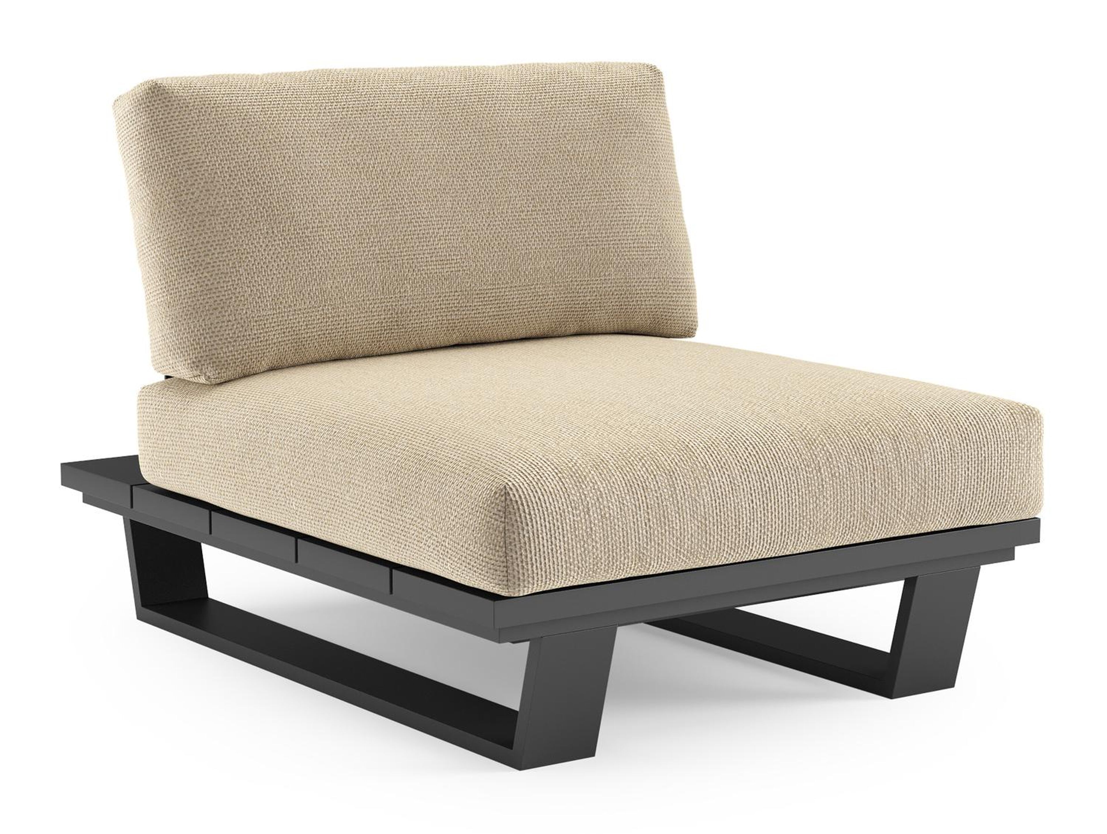 Pagino loungestoel in zwart aluminium met althea camel all weather cosytica kussen