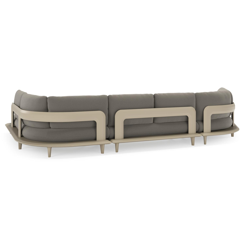 Bomero loungehoek in beige aluminium met lopi charcoal all weather sunbrella® luxe kussen