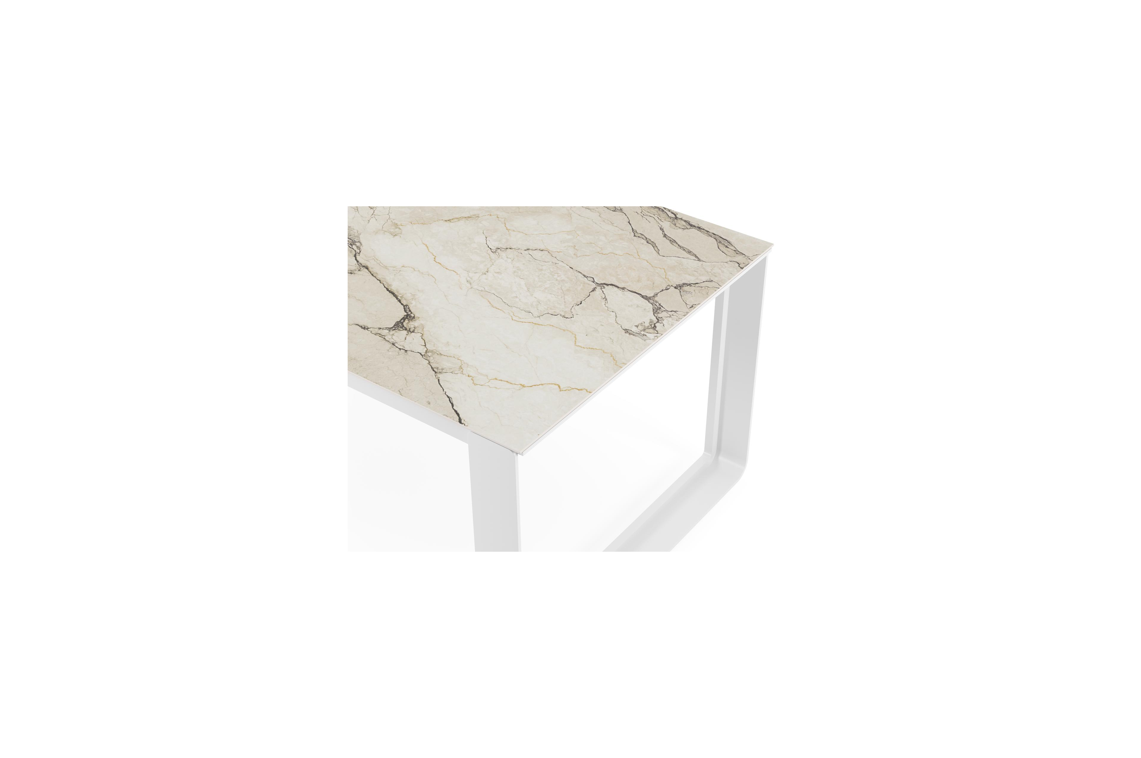 Atessa tuintafel rechthoekig in wit aluminium en volkeramiek colorado dunes - L 240 x B 100 x H 75 cm