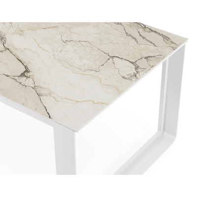 Atessa tuintafel rechthoekig in wit aluminium en volkeramiek colorado dunes - L 240 x B 100 x H 75 cm
