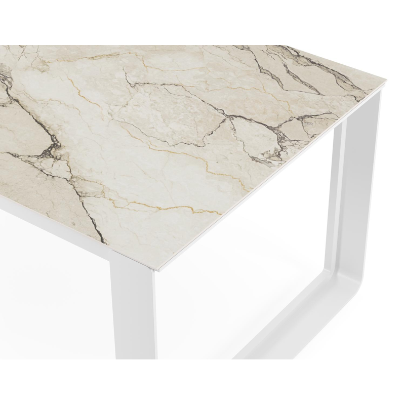 Atessa tuintafel rechthoekig in wit aluminium en volkeramiek colorado dunes - L 240 x B 100 x H 75 cm