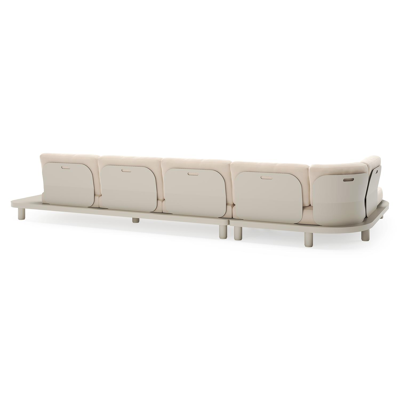 Donato loungehoek in beige aluminium met natte linen chalk all weather sunbrella® luxe kussen