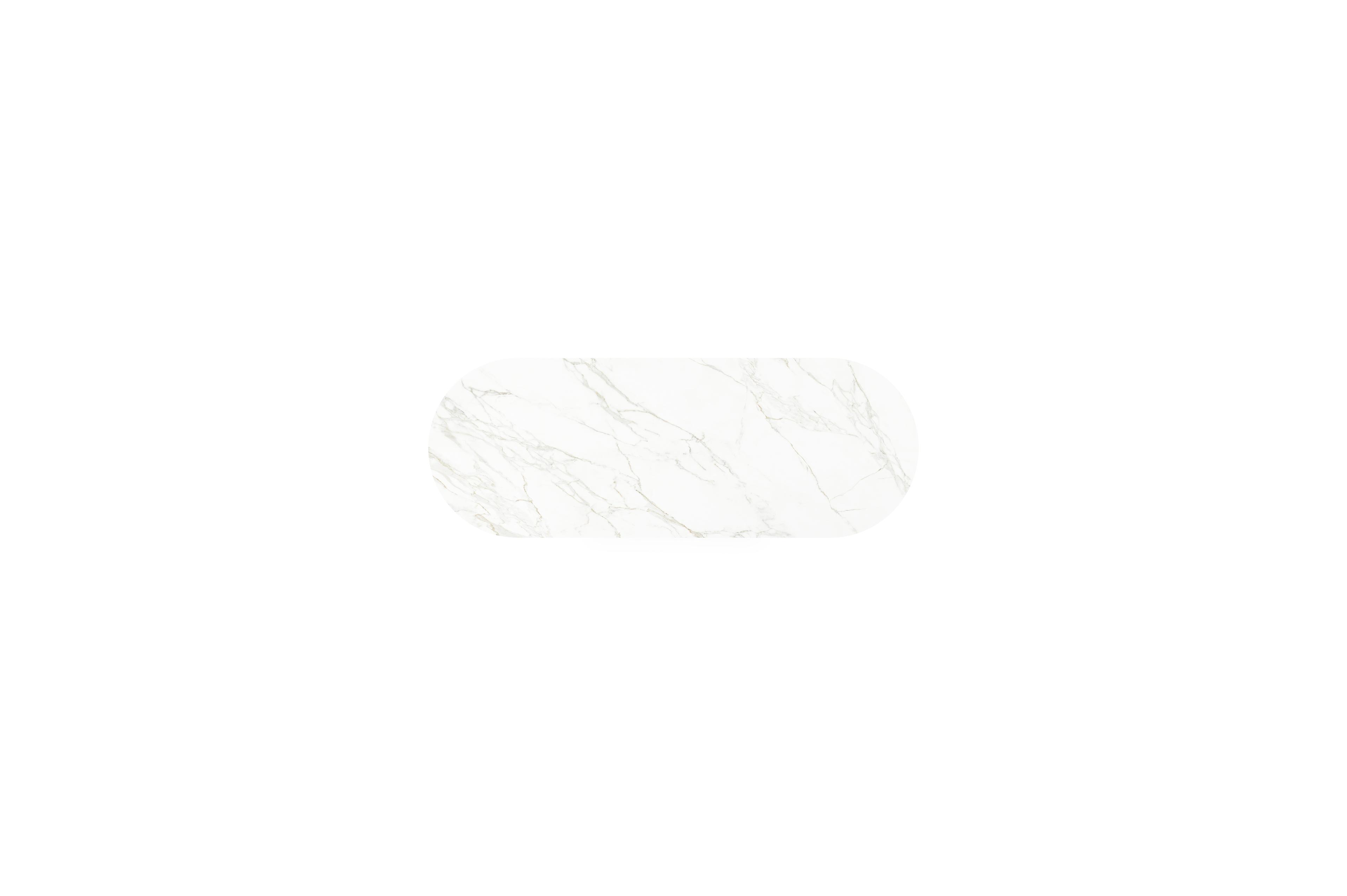 Organo tuintafel ovaal in wit aluminium en volkeramiek  calacatta - L 300 x B 110 x H 74 cm