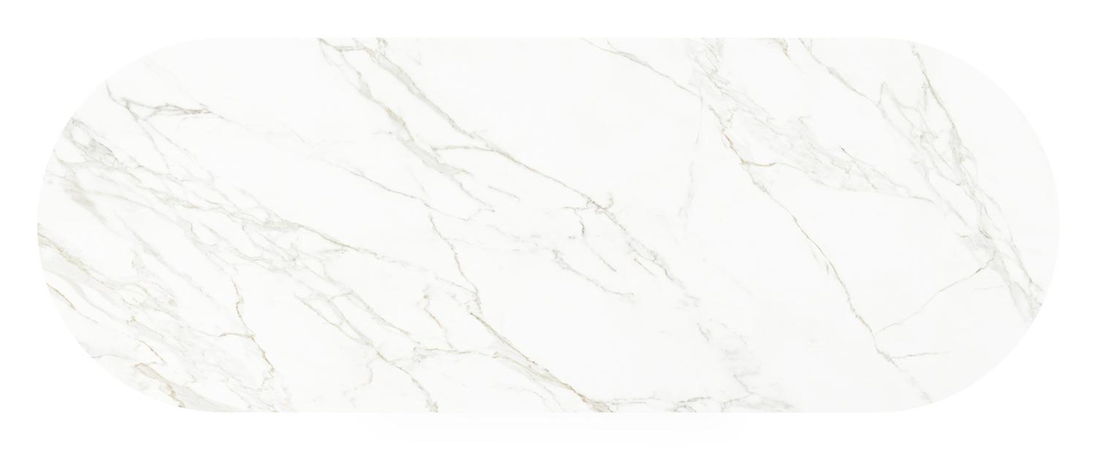 Organo tuintafel ovaal in wit aluminium en volkeramiek  calacatta - L 300 x B 110 x H 74 cm